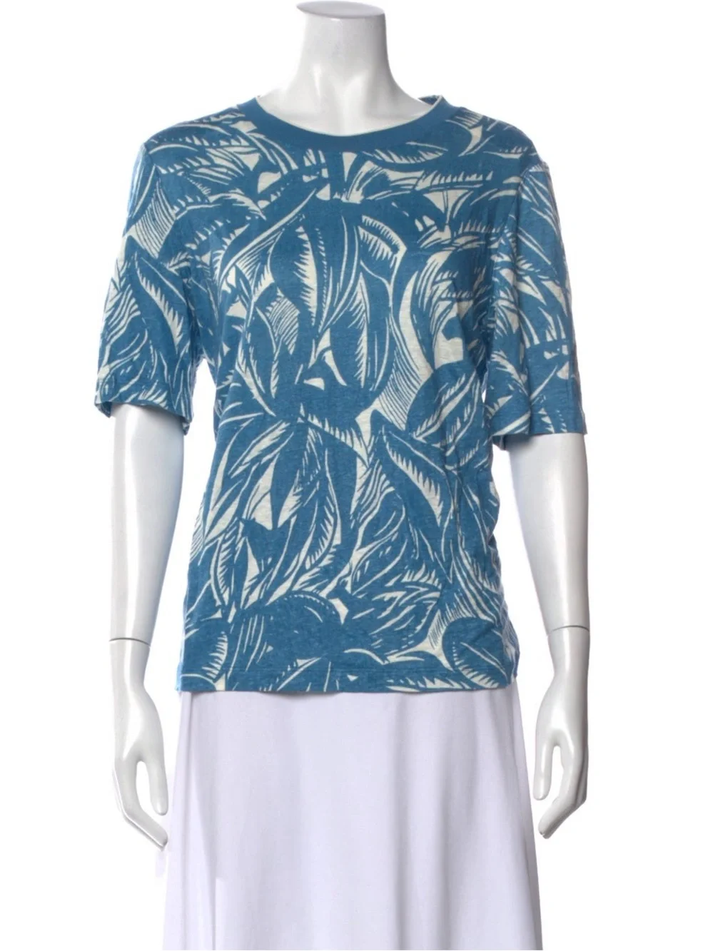Tory Burch Tropical Print Linen Top Size Small